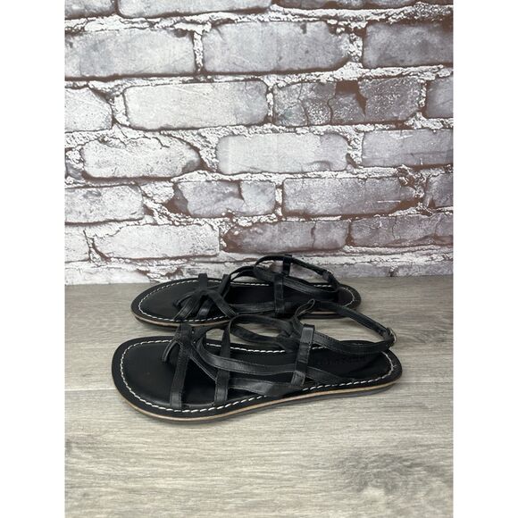 Bernardo Black Leather Gladiator Strappy Thong Sandals Women Sz 7.5M US/38EU - Picture 3 of 16